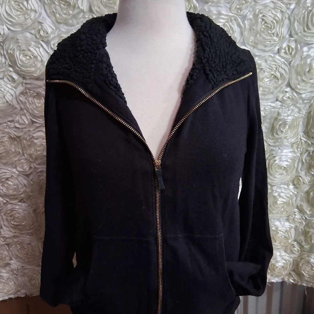 Kate Spade Black Teddy Jacket with Sherpa Collar